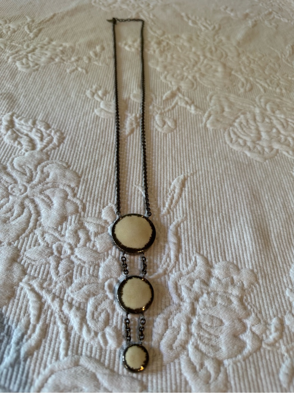 Delicate Cream Triple Disc Pendant Necklace - Women's Jewelry